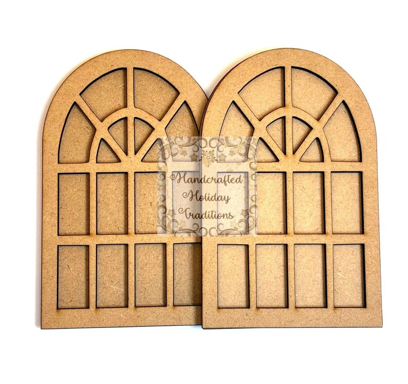 Rectangular Window Cutouts Laser Cut MDF, Vintage Style, Arched Windows, Base Blank for Decoupage ...