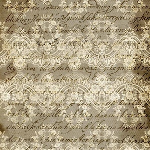 Könnte beinhalten: Ein Vintage-Hintergrund mit einem Spitzenmuster und handschriftlichem Text in deutscher Sprache. Der Text ist verblasst und schwer lesbar. Der Hintergrund ist hellbraun.