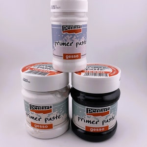 May include: Three jars of white primer paste with the brand name "Pentart" and the text "Primer Paste gesso" on the label.