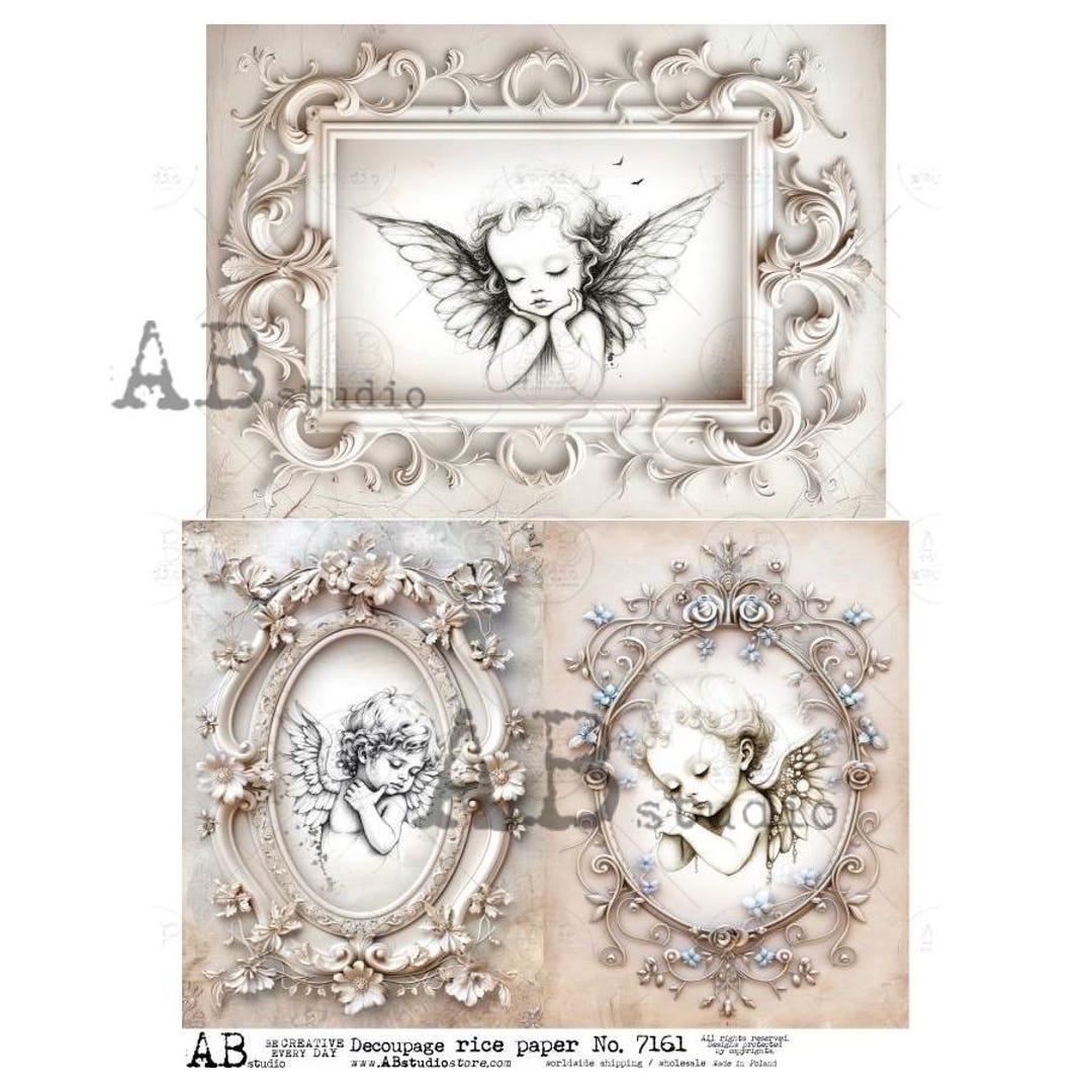 AB Studio, Rice Paper, Angel, Cherubs, Angels, Vintage Frame, Shabby ...