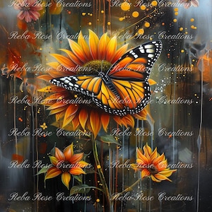 Reba Rose Creations, papier de riz pour découpage, techniques mixtes, floral, tournesol, papillon, shabby chic, style vintage, 1273 A4 8,27 x 11,6