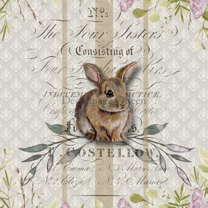 Reina del decoupage, papel de arroz, lanzamiento de primavera de 2024, pintado a mano, Pascua, vintage, conejito de Pascua, estilo shabby chic, 0546, A4 8,3" x 11,7"