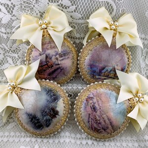 Handcrafted Shabby Chic Vintage Style Mixed Media Winter Landscape ...