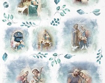 ITD Collection, Rice Paper, Decoupage,  R1626 A4 - 8.27x11.7  Christmas, manger, birth of Jesus, Nativity, Bethlehem Mixed Media
