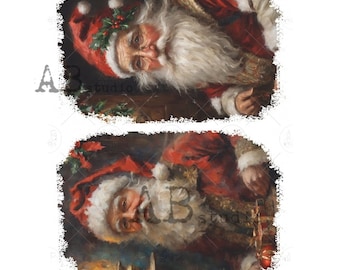 Carta di riso AB Studio, ritratti di Babbo Natale, decoupage, tecniche miste, lavoretti natalizi, scrapbooking, artigianato, ornamenti A4 8,27" x 11,69"