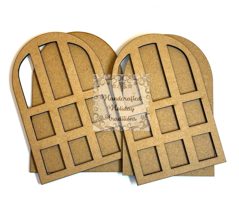 Rectangular Window Cutouts Laser Cut MDF, Vintage Style, Arched Windows, Base Blank for Decoupage ...