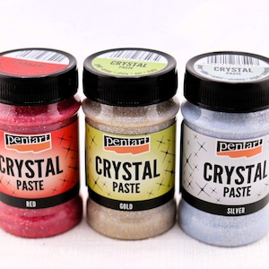 Pentart, Kristallpasta, Silver, Guld, 100ml, Glittereffekt, Vattenbaserad