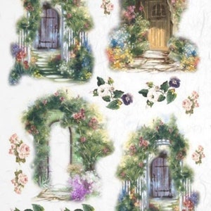 ITD Collection, Rice Paper, Decoupage,  R0461, A4 - 8.27x11.7 , decorated doors, gates, romantic floral decorations Mixed Media