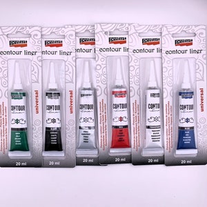Pentart, Contour liner, 20 ml Blue, Green, Red, Black, Transparent, Pearl, Paint Pen, Water Based, 3d, Dimensional