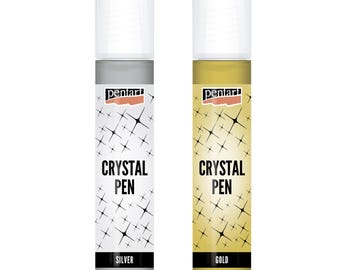Penna glitterata 3D Pentart Crystal, argento, oro, 30 ml, penne decorative per lavori creativi.