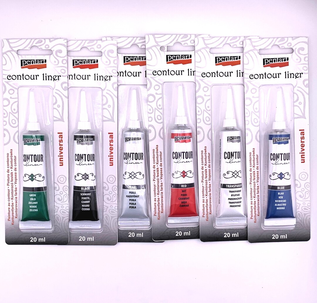 Pentart Contour Liner, 20 Ml Blue, Green, Red, Black, Transparent ...