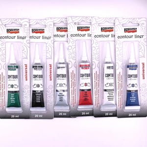 Pentart Contour Liner, 20 ml Blue, Green, Red, Black, Transparent, Pearl, Paint Pen, Water Based, 3d Dimensional