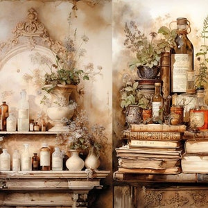 LaBlanche, Lanzamiento de primavera de 2024, Papel de arroz, Nostalgia, Botellas, Libro, Vintage, Estilo Shabby Chic, LBD356, A4 8,27 x 11,69