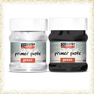 Pentart Primer Paste Gesso, Black White, Water Based Surface Preparation Paste