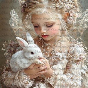 Reba Rose Creations, papier de riz pour découpage, techniques mixtes, Pâques, lapin, fée, shabby chic, style vintage, 1746 A4 8,27 x 11,6