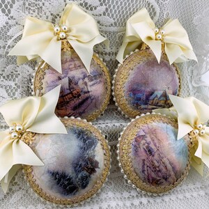 Handcrafted Shabby Chic Vintage Style Mixed Media Winter Landscape ...