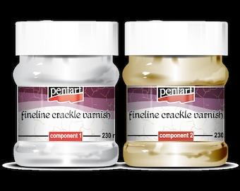 Pentart Fineline Crackle Varnish, 2 component set, Crackle Medium, 2 Step for Fine line cracks, Aged Effect, Distressed, Antique Appearance