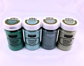 Pentart, Dekor, Chalky Paint, Country Green, Olive Tree, Patina, Turquoise Green, Chalk Paint, Water based, Quick Dry, Matte, 100 ml