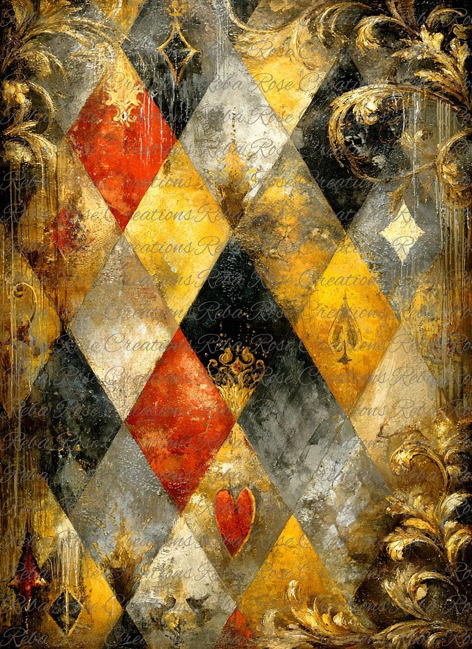 Reba Rose Rice Paper for Decoupage, Marigold Masquerade, Harlequin ...