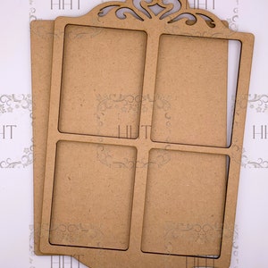 Laser Cut MDF, Base, Blank, Overlay, Plaque, Panel, 2 piece, Windowpane, Vintage Style, Decoupage, Mixed Media, Craft, 8 X 12.5 , 1/8