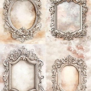 LaBlanche, édition printemps 2025, papier de riz, style vintage, cadres, style ancien, carrés, shabby chic, LBD416, A4 8,27 x 11,69 pouces