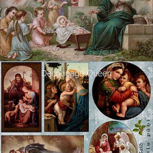 Reine de serviettage, Vierge à l'enfant, Marie, Enfant Jésus, scènes DQRP 0374, format : A4 - 8,3 x 11,7 cm, papier de riz, édition 2022