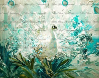 Reba Rose Creations Tissue Paper for Decoupage | White Peacock, 20"x30" | Mixed Media, DIY Craft Supplies