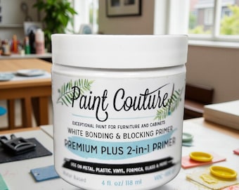 Paint Couture Premium Plus 2-in-1 White Bonding Blocking Primer | Interior & Exterior Use | 4 oz