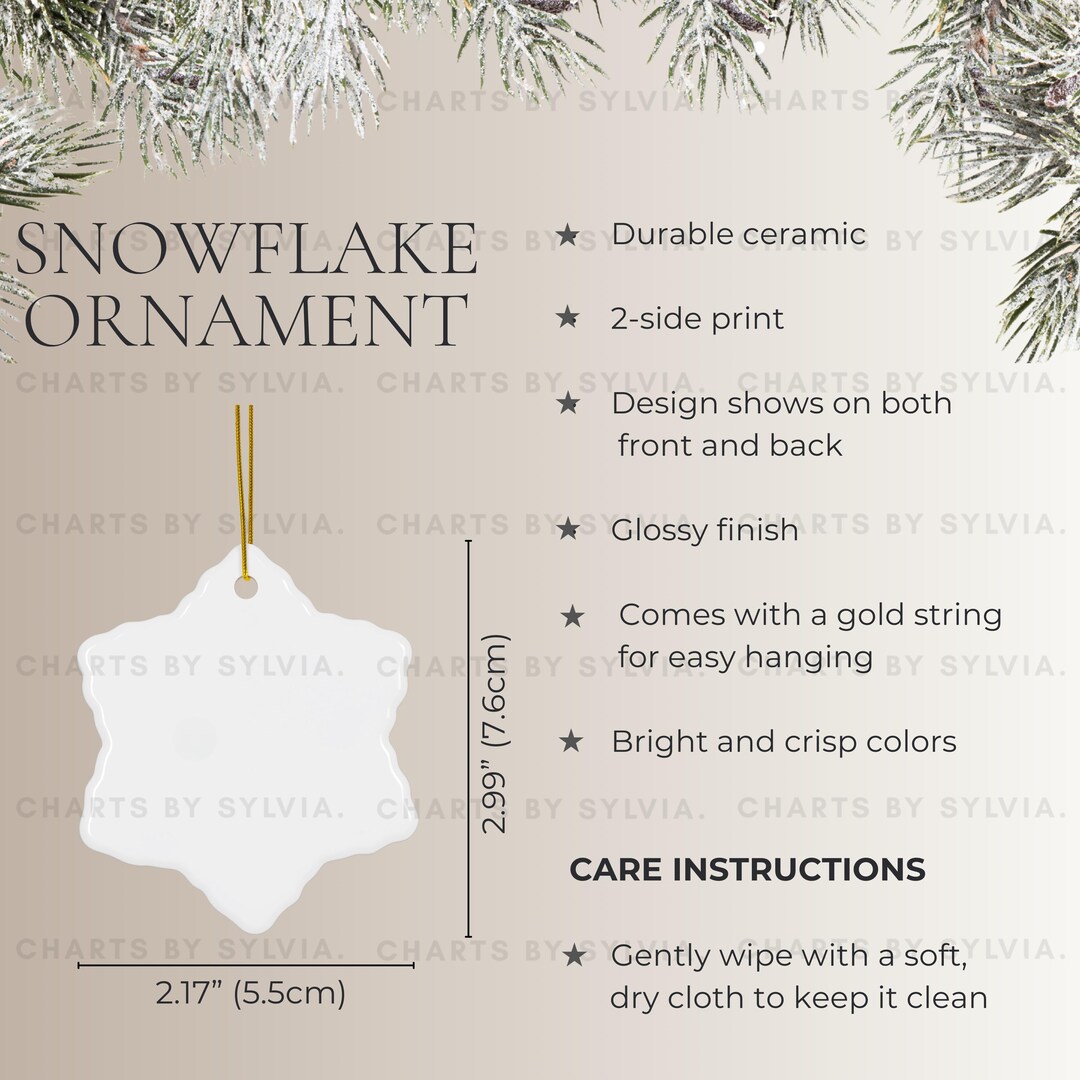 Snowflake Ornament Size Chart, Christmas Ornament Size Guide, Printify ...