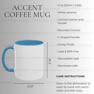 Light Blue Two Tone Coffee Mug Size Chart, 11oz Mug Mockup, Printify Mug Size Chart, Mug Size Guide, Accent Coffee Mug Size Chart