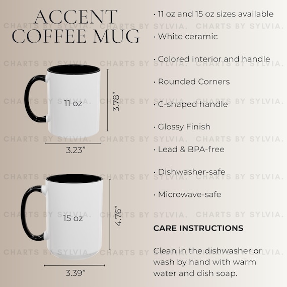 Black Accent Coffee Mug Size Chart, 11 Oz & 15 Oz Accent Mug Mockup, 11 Oz  and 15 Oz 2 Tone Mug Size Chart, Printify Accent Mug Dimensions - Etsy