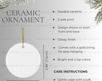 Round Ceramic Ornament Size Chart, Christmas Ornament Size Guide, Printify Ornament Size Chart, White Ornament Mockup, Ornament Measurements