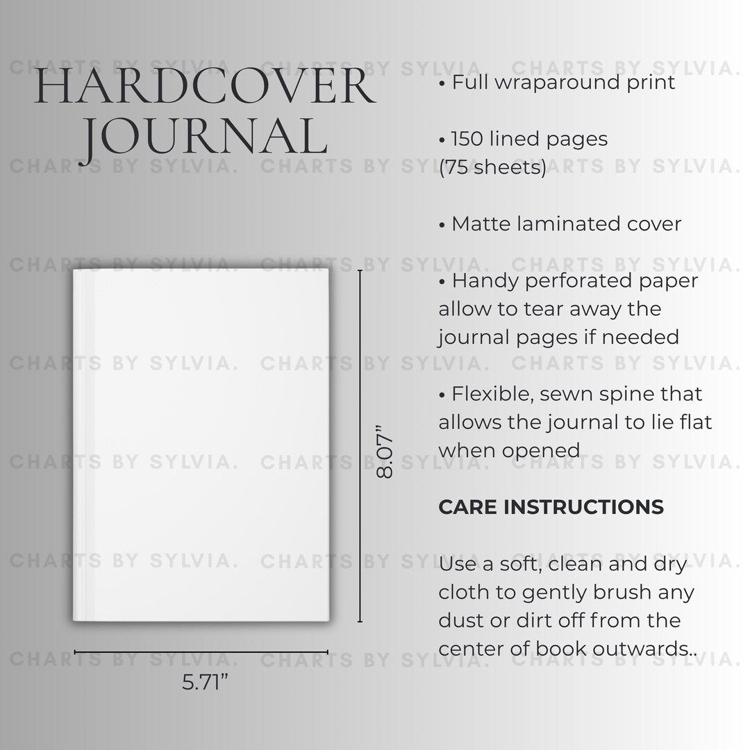 Hardcover Journal Size Chart, Journal Mockup, Printify Journal Size ...