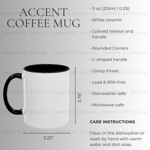 Black Two Tone Coffee Mug Size Chart, 11oz Mug Mockup, Printify Mug Size Chart, Mug Size Guide, Accent Coffee Mug Size Chart, Sizing Guide