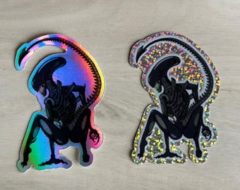Xenomilf Glitter Holographic Or Matte Sticker Small Vinyl Xenomorph Alien