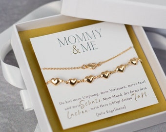 Bracelet set Selina, 925 silver, customizable, friendship bracelet heart, Mommy and Me, Mummy and Me, gift birth daughter, gift box