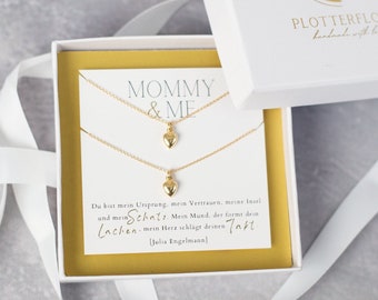 Kettenset Selina, 925 Silber, personalisierbar, Freundschaftskette Herz, Mommy and Me, Mummy and Me, Geschenk Geburt Tochter, Geschenkbox