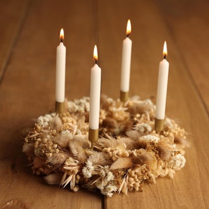 Advent wreath Elaina | Dried flower wreath | Christmas decoration Advent wreath cream beige gold | Dried flower Christmas decoration including candles