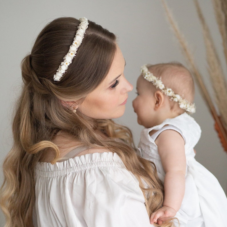 hair band baby Dried flowers series Laura dried flowers Baby Shooting baby ribbon hair bow Headband Baptism image 4
