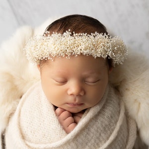 Hairband Baby Dried flower series Ava Dried flowers Baby Shooting Baby band Hair bow Headband Baptism image 1