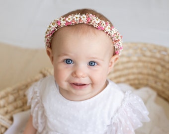 Haarband Baby | Trockenblumen Serie "Bella" | Trockenblumen | Babyshooting | Babyband | Haarschleife | Stirnband | Taufe