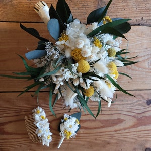 Dried flower set series &quot;Pati&quot; | Bridal bouquet | Hair comb | Lapel bouquets | Wedding | Hair accessories | Bride | Dried flower bouquet