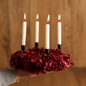 Advent wreath Ruby | Dried flower wreath | Christmas decoration | Advent wreath burgundy dark red | Dried flower Christmas decoration including candles