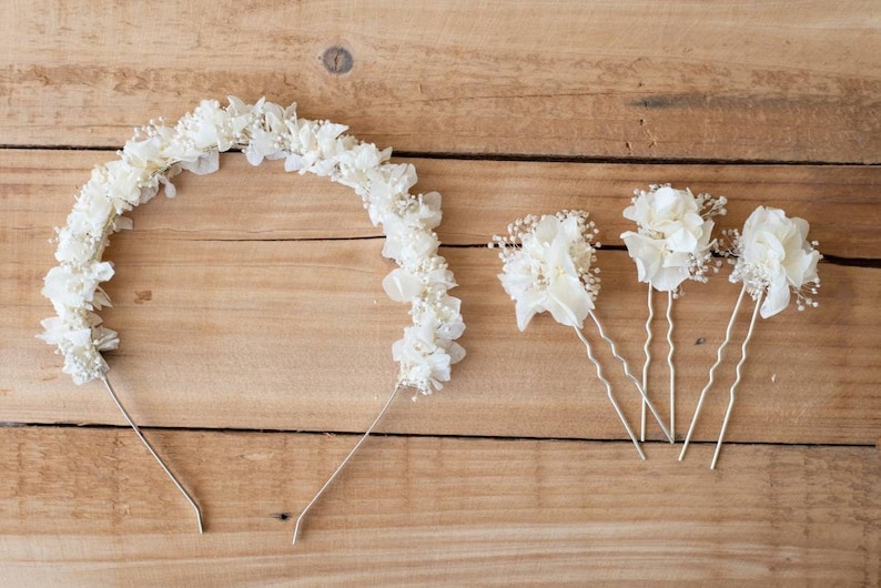 Haarnadeln Trockenblumenserie Sina Schleierkraut weiß Harrschmuck Brautfrisur Trockenblumen Hochzeit Set Bild 5