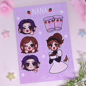 Hoja de pegatinas NANA - Ai Yazawa, Nana Osaki, Hachiko, pastel de fresa