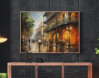 Haunted French Quarter Scenic Print of Haunted Mansion Art of NOLA Louisiana Printable Poster for Digital Download Wall Decor of New Orleans