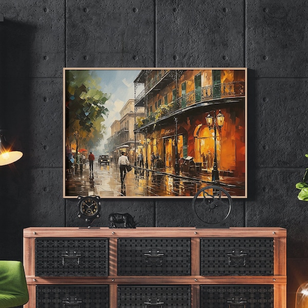 Haunted French Quarter Scenic Print of Haunted Mansion Art of NOLA Louisiana Printable Poster for Digital Download Wall Decor of New Orleans