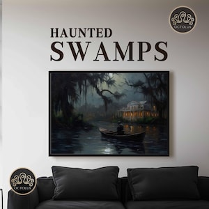Framed poster  The Haunted Swamps of Louisiana  Scenic Print  Wall Decor Painting
