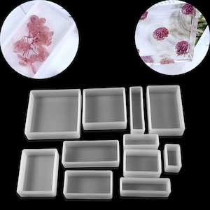 Epoxy Resin Molds Square and Rectangle, Silicone Casting Mould for Dried Flowers Botanical Specimen, DIY Jewelry Paperweight Craft