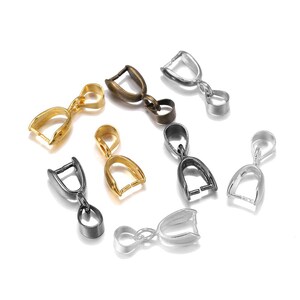 Copper Pinch Bail Clasp Connectors for Jewelry Making, Melon Seed Bail Hook Clip Charm Bails, Pendant Bail Findings Bulk